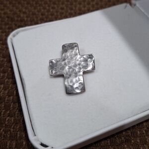 ✝️ Silpada Hammered Sterling Silver Cross Pendant Made In Israel NO732